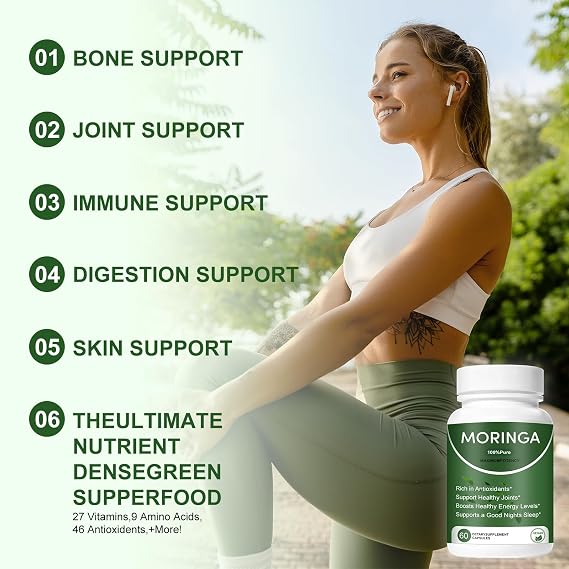 Moringa 100% Pure Capsules – Natural Energy, Immunity & Wellness Support | 60 Vegan Capsules
