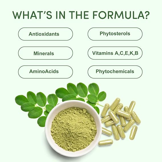 Moringa 100% Pure Capsules – Natural Energy, Immunity & Wellness Support | 60 Vegan Capsules