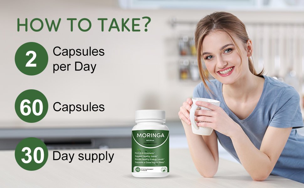 Moringa 100% Pure Capsules – Natural Energy, Immunity & Wellness Support | 60 Vegan Capsules