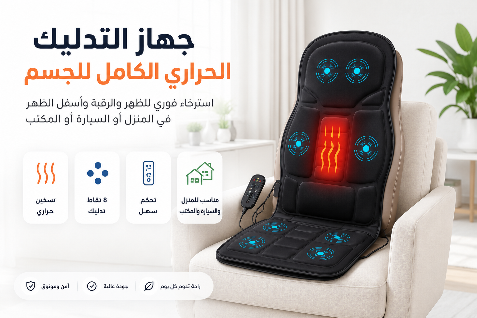 وسادة المساج الذكية للجسم بالكامل مع خاصية التسخين الحراري