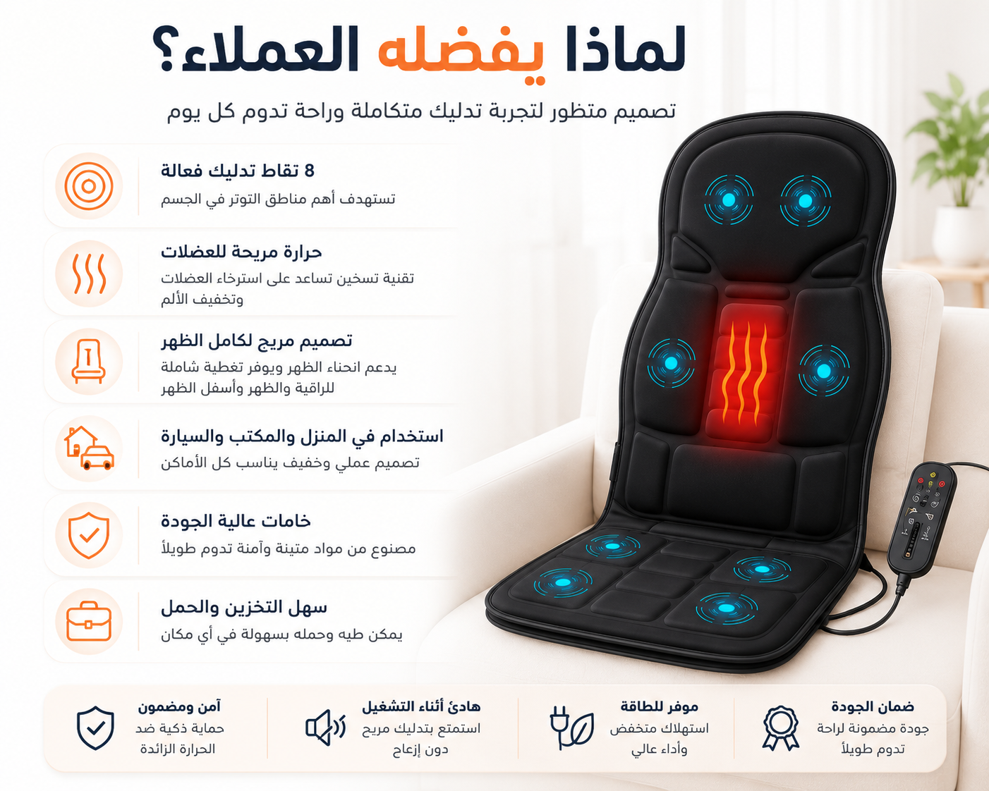 وسادة المساج الذكية للجسم بالكامل مع خاصية التسخين الحراري